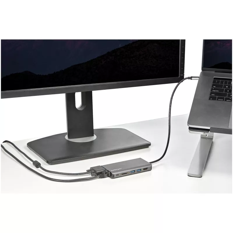 StarTech.com USB-C universali kelionių dokas su HDMI/VGA, 3x USB 3.0, SD, GbE, garsu ir 100 W PD – nešiojamai darbo vietai nešiojamiesiems kompiuteriams ir planšetiniams kompiuteriams