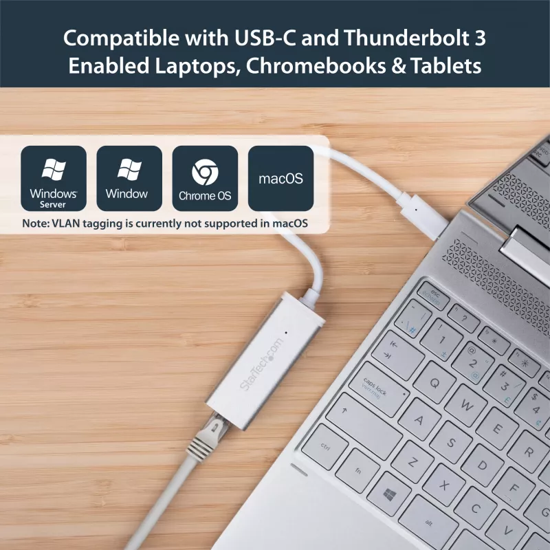StarTech.com USB-C į Gigabit tinklo adapteris – sidabrinis, laidinis, USB, Ethernet, 5000 Mbit/s, sidabrinis