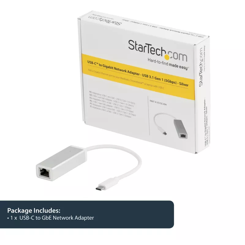 StarTech.com USB-C į Gigabit tinklo adapteris – sidabrinis, laidinis, USB, Ethernet, 5000 Mbit/s, sidabrinis