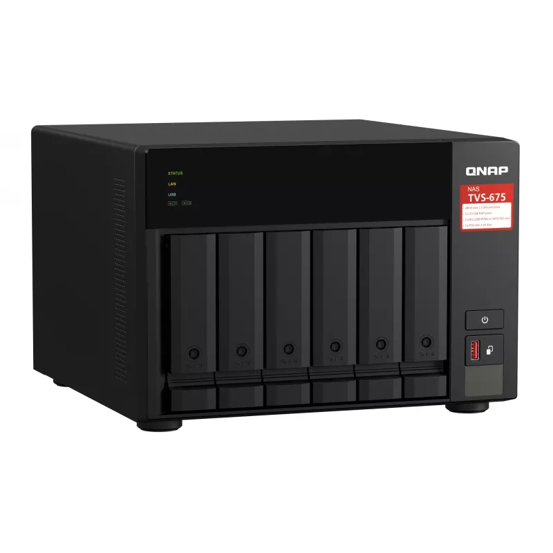QNAP TVS-675 NAS bokštas ZhaoXin KaiXian KX-6000 KX-U6580 8 GB DDR4 0 TB QuTS hero Juoda