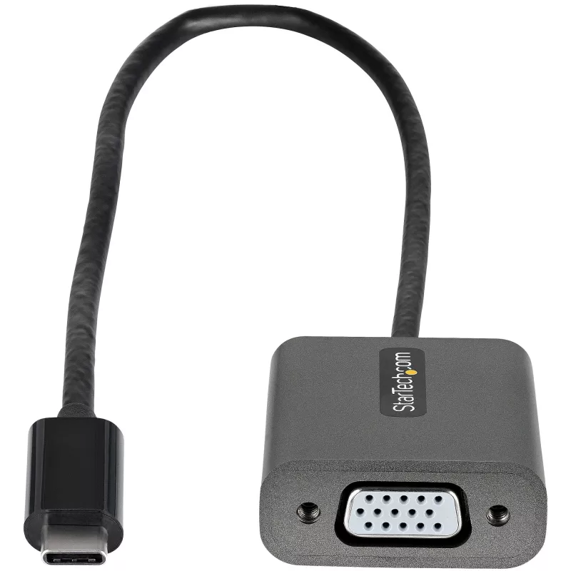 StarTech.com USB-C į VGA adapteris - 1080p USB Type-C į VGA adapterio dongle - USB-C (DP Alt Mode) į VGA monitoriaus/ekrano vaizdo keitiklis - Thunderbolt 3 suderinamas - 12 colių ilgio pritvirtintas laidas - Atnaujinta CDP2VGA versija