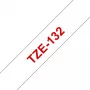 Laminuota juosta Brother TZe132 12mm Raudona ant skaidrios