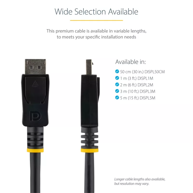 StarTech.com 3m (10ft) DisplayPort 1.2 laidas – 4K x 2K Ultra HD VESA sertifikuotas DisplayPort laidas – DP į DP laidas monitoriui – DP vaizdo/ekrano laidas – užsifiksuojančios DP jungtys