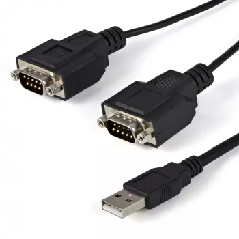StarTech.com 6ft (1.8m) 2-Port FTDI USB to Serial RS232 Adapter kabelis with COM Retention, USB to RS232 Adapter - TAA