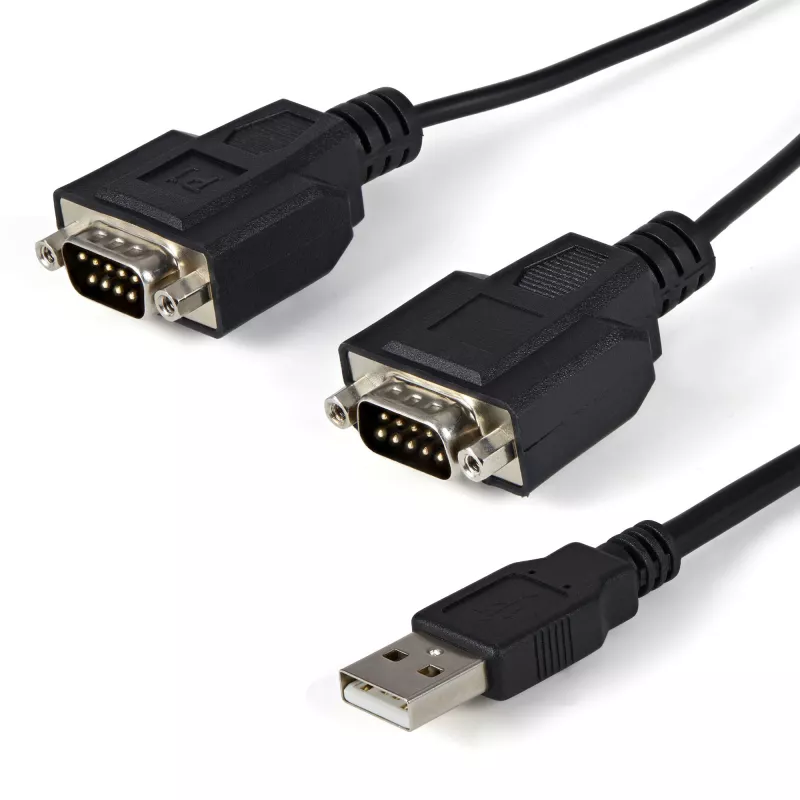 StarTech.com 6ft (1.8m) 2-Port FTDI USB to Serial RS232 Adapter kabelis with COM Retention, USB to RS232 Adapter - TAA