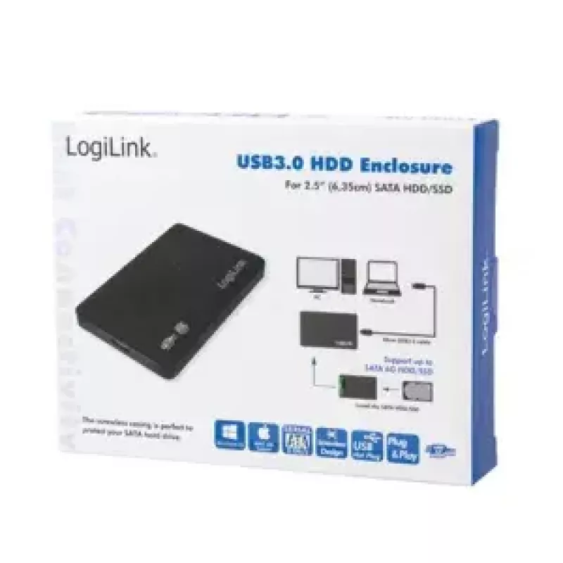 HDD korpusas LogiLink UA0256 Juodas 2.5 colio