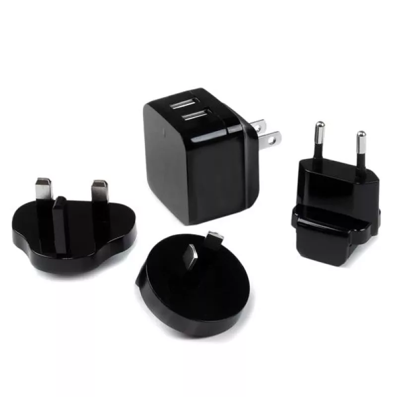 StarTech.com dviejų prievadų USB sieninis įkroviklis - tarptautinėms kelionėms - 17W/3,4A - juodas