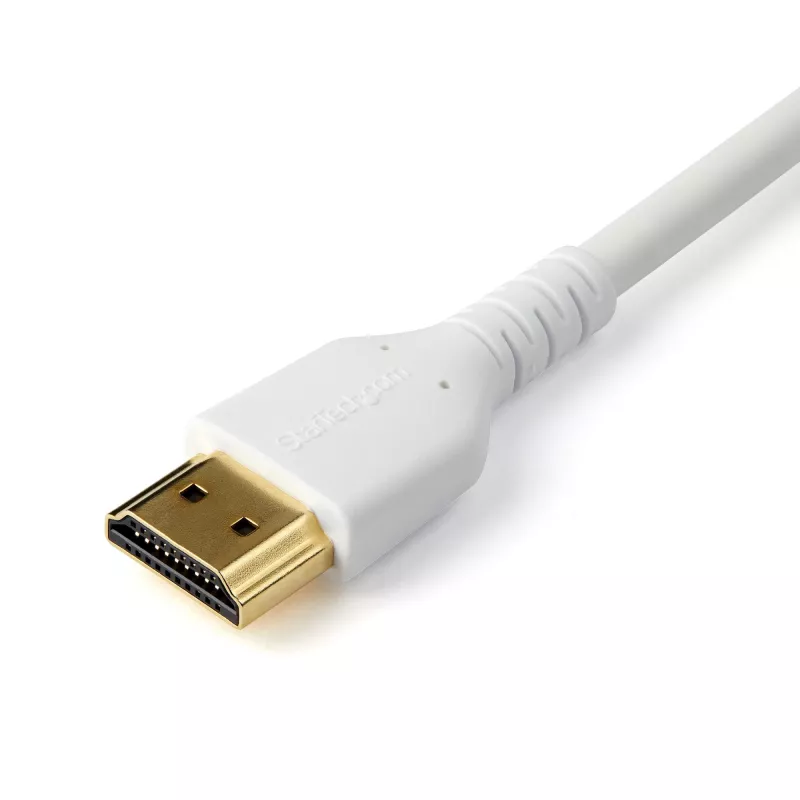 StarTech.com 6 pėdų (2 m) plonas HDMI 2.0 kabelis, lankstus, Premium sertifikuotas HDMI laidas su Ethernet, UHD 4K 60Hz HDR10, patvari aramido pluošto konstrukcija su TPE apvalkalu, baltas