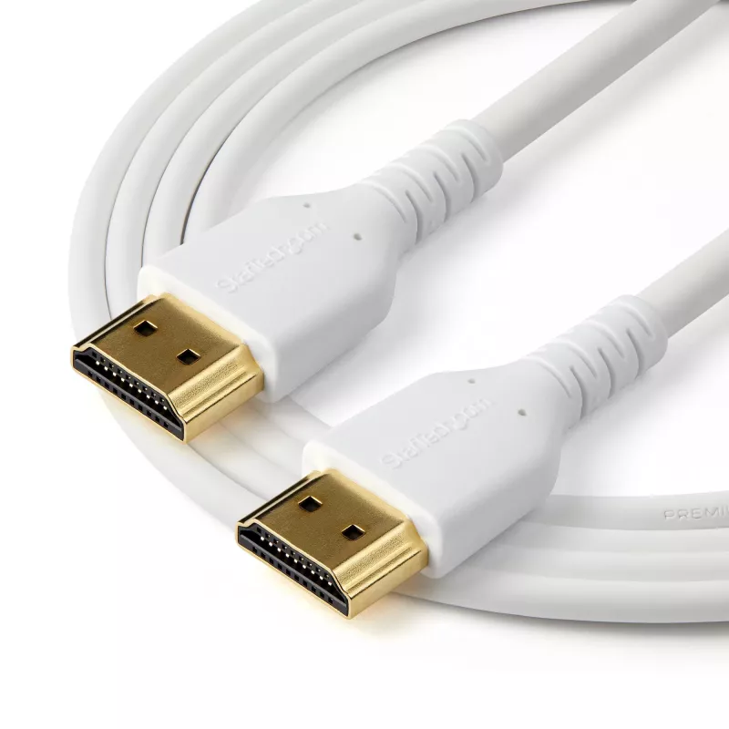 StarTech.com 6 pėdų (2 m) plonas HDMI 2.0 kabelis, lankstus, Premium sertifikuotas HDMI laidas su Ethernet, UHD 4K 60Hz HDR10, patvari aramido pluošto konstrukcija su TPE apvalkalu, baltas