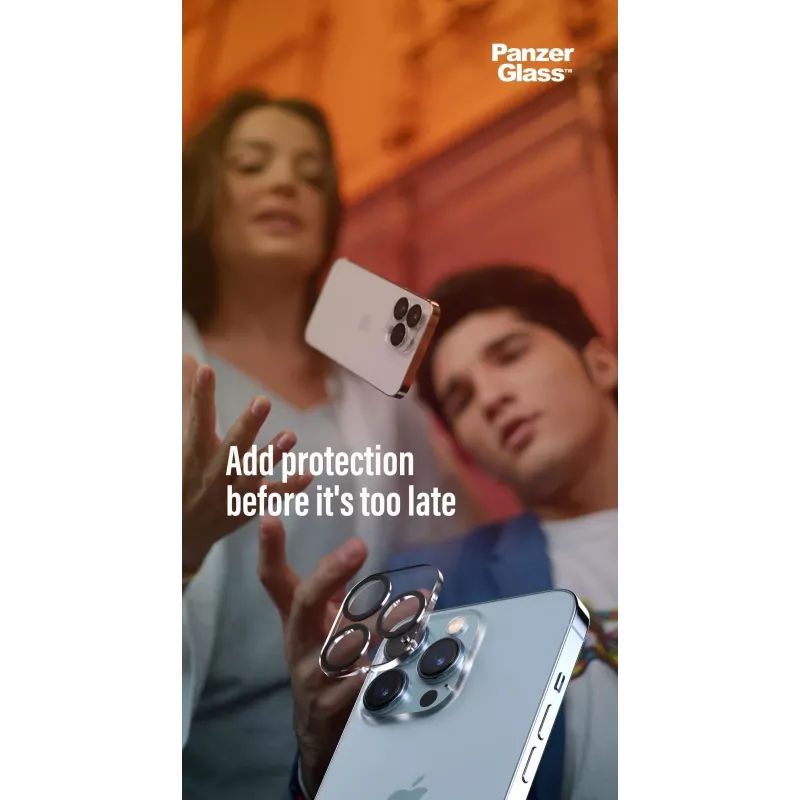 Fotoaparato objektyvo apsauginis stiklas PanzerGlass, skirtas Apple iPhone 13 / 13 Mini — grūdintas stiklas, atsparus įbrėžimams ir smūgiams, skaidrus