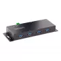 StarTech.com 4 prievadų pramoninis USB 3.0 5 Gbps šakotuvas, patikimas USB šakotuvas su ESD apsauga, DIN/sienos/stalo montavimo USB-A šakotuvas, USB plėtiklis su fiksuojamais prievadais, tvirtas – TAA