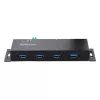 StarTech.com 4 prievadų pramoninis USB 3.0 5 Gbps šakotuvas, patikimas USB šakotuvas su ESD apsauga, DIN/sienos/stalo montavimo USB-A šakotuvas, USB plėtiklis su fiksuojamais prievadais, tvirtas – TAA