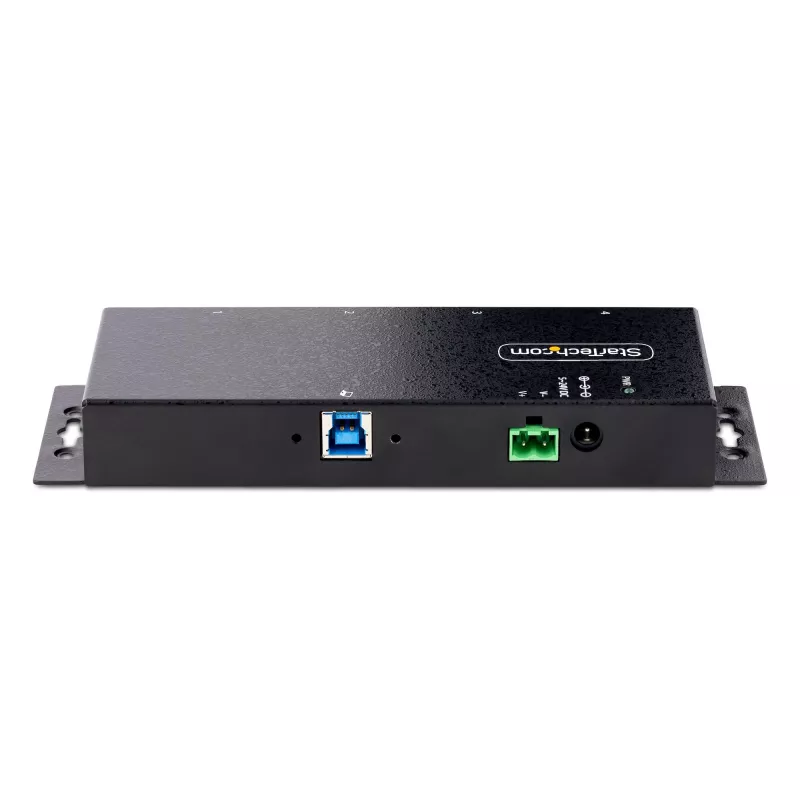 StarTech.com 4 prievadų pramoninis USB 3.0 5 Gbps šakotuvas, patikimas USB šakotuvas su ESD apsauga, DIN/sienos/stalo montavimo USB-A šakotuvas, USB plėtiklis su fiksuojamais prievadais, tvirtas – TAA