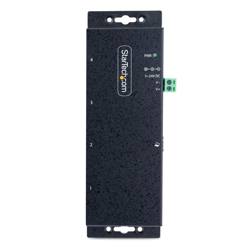 StarTech.com 4 prievadų pramoninis USB 3.0 5 Gbps šakotuvas, patikimas USB šakotuvas su ESD apsauga, DIN/sienos/stalo montavimo USB-A šakotuvas, USB plėtiklis su fiksuojamais prievadais, tvirtas – TAA