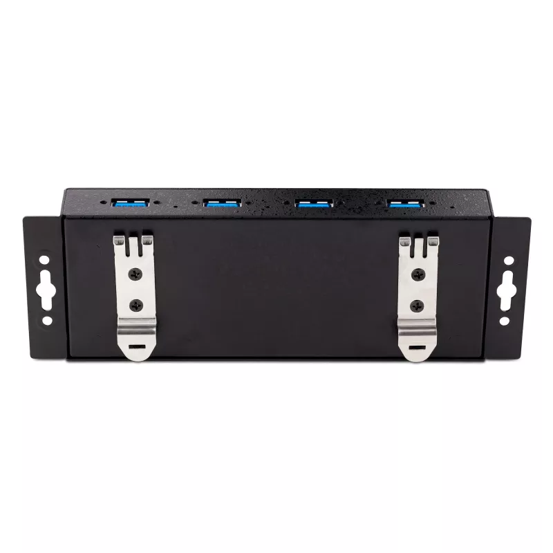 StarTech.com 4 prievadų pramoninis USB 3.0 5 Gbps šakotuvas, patikimas USB šakotuvas su ESD apsauga, DIN/sienos/stalo montavimo USB-A šakotuvas, USB plėtiklis su fiksuojamais prievadais, tvirtas – TAA