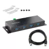 StarTech.com 4 prievadų pramoninis USB 3.0 5 Gbps šakotuvas, patikimas USB šakotuvas su ESD apsauga, DIN/sienos/stalo montavimo USB-A šakotuvas, USB plėtiklis su fiksuojamais prievadais, tvirtas – TAA
