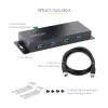 StarTech.com 4 prievadų pramoninis USB 3.0 5 Gbps šakotuvas, patikimas USB šakotuvas su ESD apsauga, DIN/sienos/stalo montavimo USB-A šakotuvas, USB plėtiklis su fiksuojamais prievadais, tvirtas – TAA