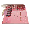 StarTech.com Quad M.2 PCIe adapterio kortelė, PCIe x16 į Quad NVMe arba AHCI M.2 SSD diskus, PCI Express 4.0, 7.8GBps vienam diskui, reikalinga bifurkacija, suderinama su Windows/Linux