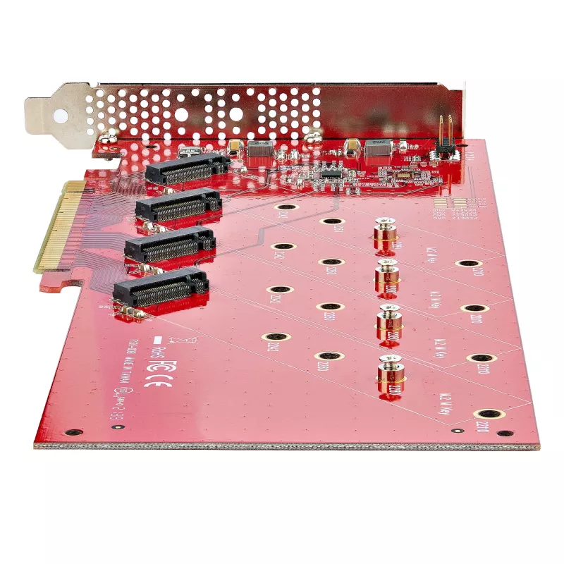 StarTech.com Quad M.2 PCIe adapterio kortelė, PCIe x16 į Quad NVMe arba AHCI M.2 SSD diskus, PCI Express 4.0, 7.8GBps vienam diskui, reikalinga bifurkacija, suderinama su Windows/Linux