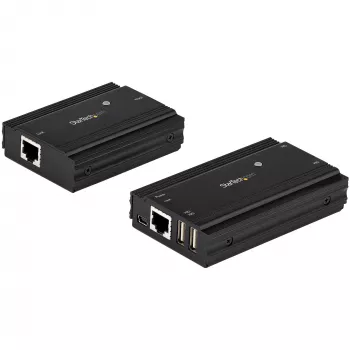 „StarTech.com“ 4 prievadų USB 2.0 ilginimo šakotuvas per vieną CAT5e/CAT6 Ethernet kabelį (RJ45) – 330 pėdų (100 m) – USB ilginimo šakotuvo adapterio rinkinys – metalinis korpusas – maitinamas išoriniu maitinimo šaltiniu – 480 Mb/s
