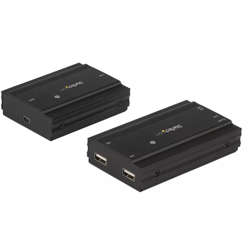 „StarTech.com“ 4 prievadų USB 2.0 ilginimo šakotuvas per vieną CAT5e/CAT6 Ethernet kabelį (RJ45) – 330 pėdų (100 m) – USB ilginimo šakotuvo adapterio rinkinys – metalinis korpusas – maitinamas išoriniu maitinimo šaltiniu – 480 Mb/s