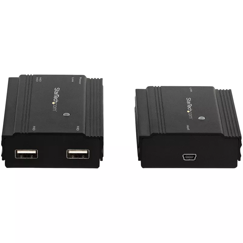 „StarTech.com“ 4 prievadų USB 2.0 ilginimo šakotuvas per vieną CAT5e/CAT6 Ethernet kabelį (RJ45) – 330 pėdų (100 m) – USB ilginimo šakotuvo adapterio rinkinys – metalinis korpusas – maitinamas išoriniu maitinimo šaltiniu – 480 Mb/s