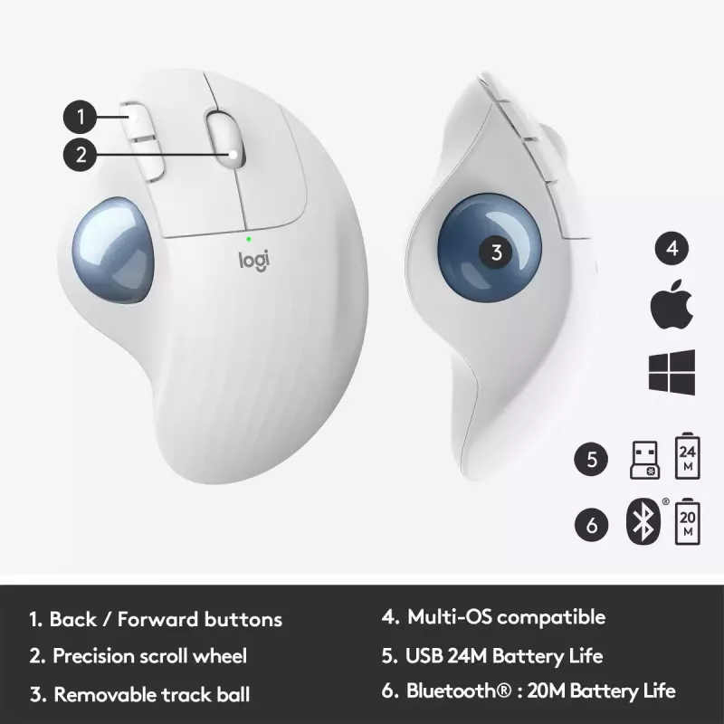 pelė Logitech ERGO M575 Wireless Trackball RF Wireless + Bluetooth