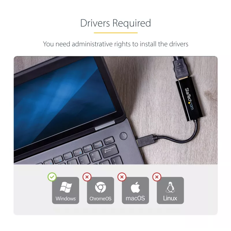 StarTech.com USB 3.0 į HDMI adapteris, USB į HDMI monitoriaus keitiklis, skirtas Windows, 1080P (nepalaiko macOS/ChromeOS/Linux) – TAA