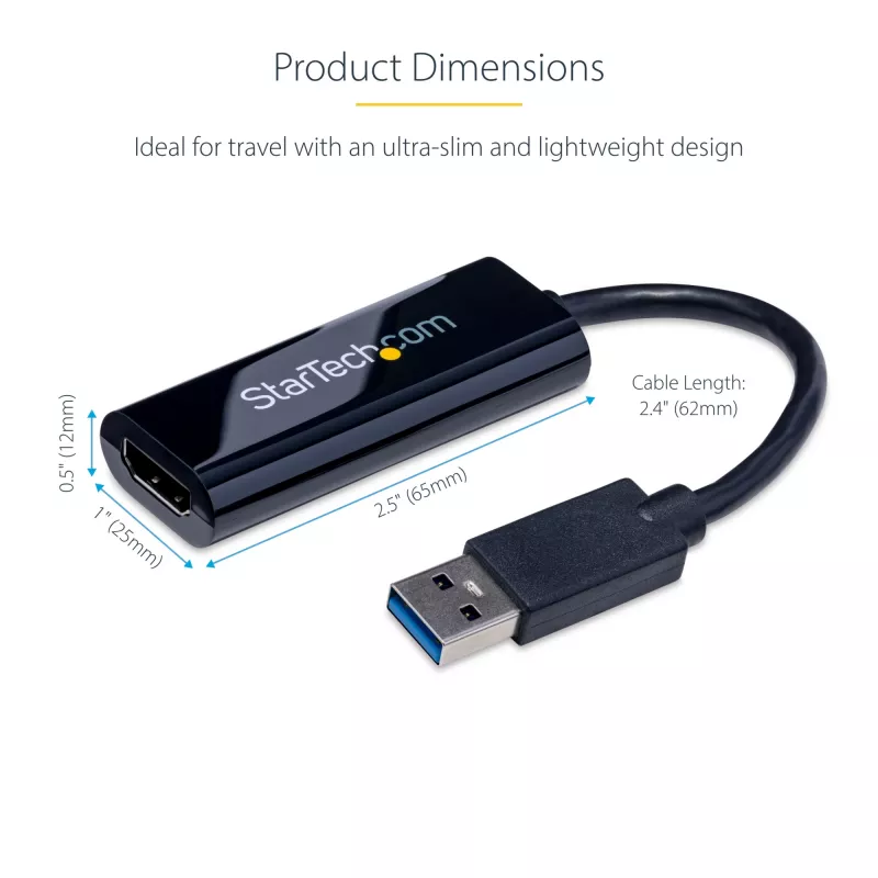StarTech.com USB 3.0 į HDMI adapteris, USB į HDMI monitoriaus keitiklis, skirtas Windows, 1080P (nepalaiko macOS/ChromeOS/Linux) – TAA