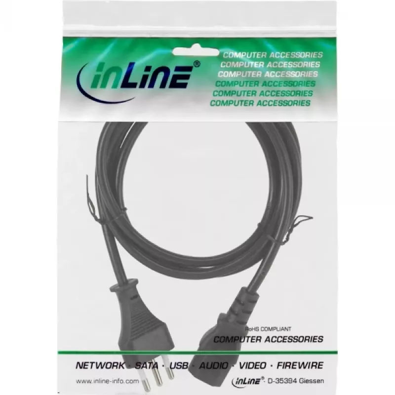 InLine maitinimo laidas, Italija kištukas / 3 kontaktų IEC C13 kištukas, 1,8 m