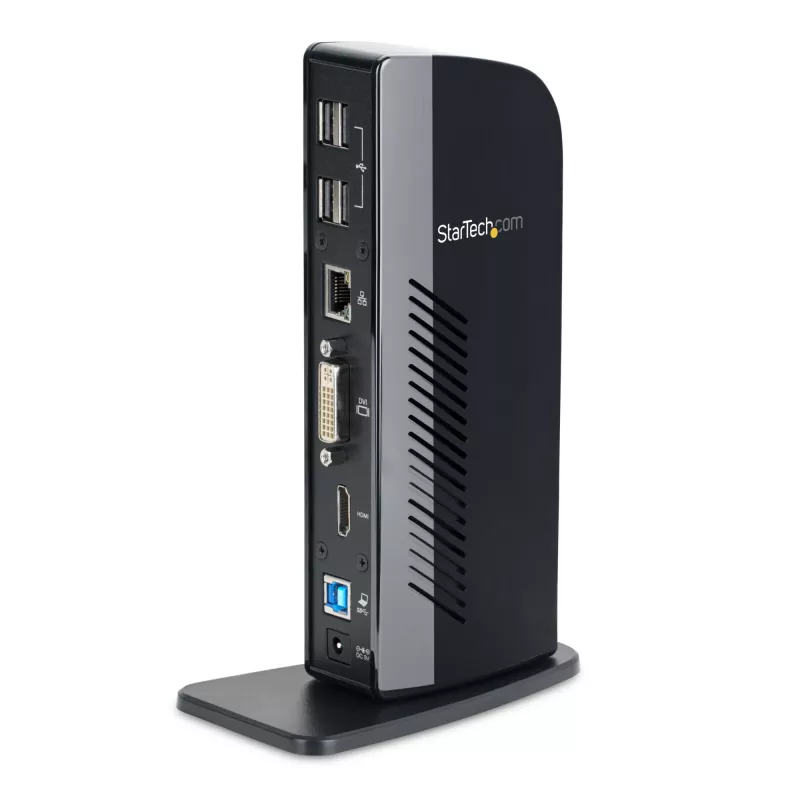 StarTech.com dvigubo monitoriaus USB 3.0 prijungimo stotelė su HDMI - DVI - 6 USB prievadais~Dvigubo monitoriaus USB 3.0 nešiojamojo kompiuterio prijungimo stotelė su HDMI ir DVI/VGA, 6x USB-A šakotuvu, GbE, garsu, universali Type-A stotelė – Windows/macOS/ChromeOS
