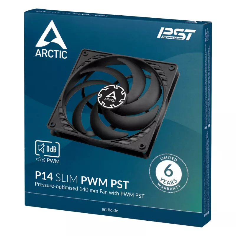 ARCTIC P14 plonas PWM PST slėgiui optimizuotas 140 mm PWM ventiliatorius su integruotu Y kabeliu