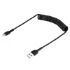 StarTech.com 50cm (20in) USB į Lightning kabelis, MFi sertifikuotas, spiralinis iPhone įkrovimo kabelis, juodas, patvarus TPE apvalkalas su aramidiniu pluoštu, sustiprintas spiralinis Lightning kabelis