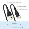StarTech.com 50cm (20in) USB į Lightning kabelis, MFi sertifikuotas, spiralinis iPhone įkrovimo kabelis, juodas, patvarus TPE apvalkalas su aramidiniu pluoštu, sustiprintas spiralinis Lightning kabelis