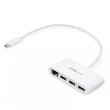 “StarTech.com” 3 prievadų USB-C šakotuvas su Gigabit Ethernet – USB-C į 3x USB-A – USB 3.0 šakotuvas – baltas~3 prievadų USB-C šakotuvas su Gigabit Ethernet – USB-C į 3x USB-A – USB 3.0 šakotuvas – 5 Gbps – baltas