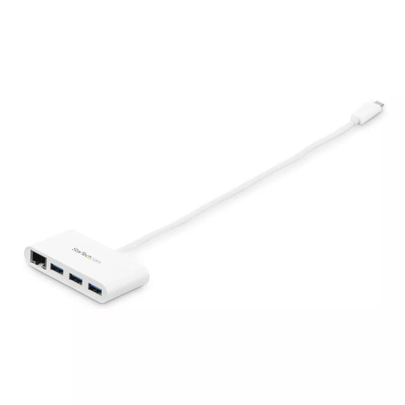 “StarTech.com” 3 prievadų USB-C šakotuvas su Gigabit Ethernet – USB-C į 3x USB-A – USB 3.0 šakotuvas – baltas~3 prievadų USB-C šakotuvas su Gigabit Ethernet – USB-C į 3x USB-A – USB 3.0 šakotuvas – 5 Gbps – baltas