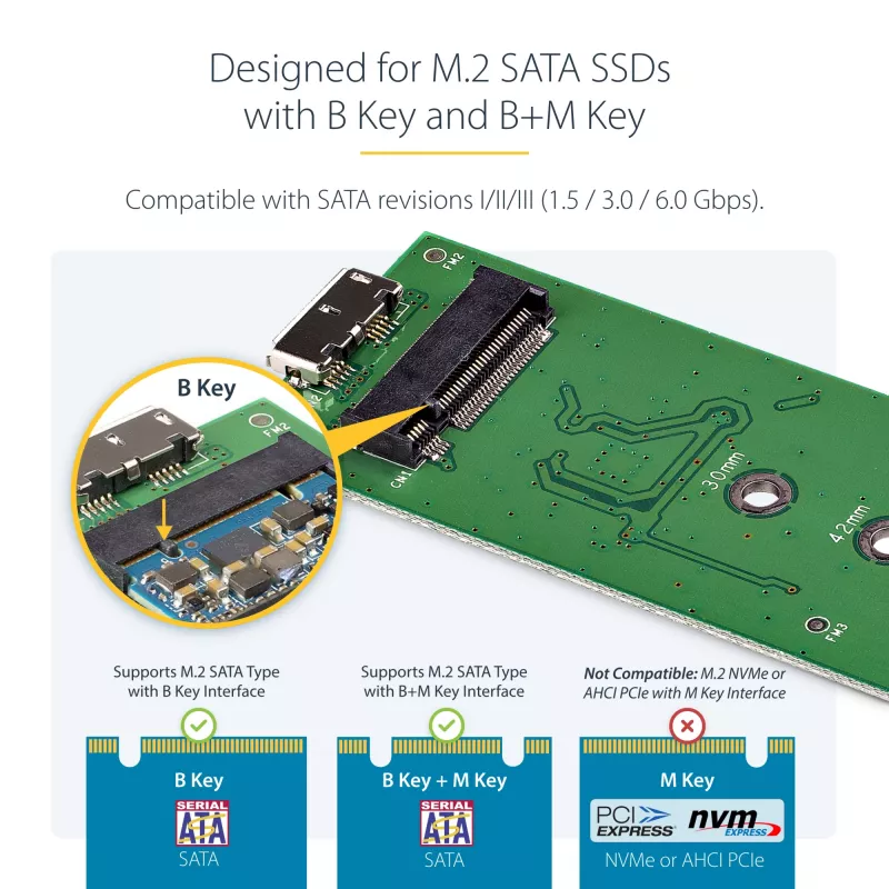StarTech.com M.2 SSD dėklas M.2 SATA SSD diskams - USB 3.0 (5 Gbps) su UASP