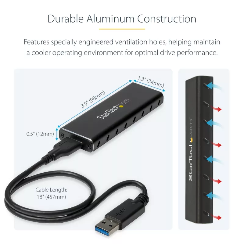 StarTech.com M.2 SSD dėklas M.2 SATA SSD diskams - USB 3.0 (5 Gbps) su UASP