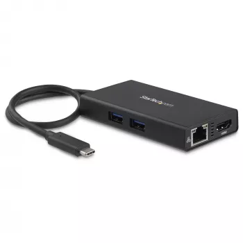 StarTech.com USB-C kelių prievadų adapteris – USB-C kelioninė prijungimo stotelė su 4K HDMI – 60 W maitinimo perdavimas, GbE, 2 prievadų USB-A 3.0 šakotuvas – nešiojama mini USB Type-C dokas nešiojamam kompiuteriui