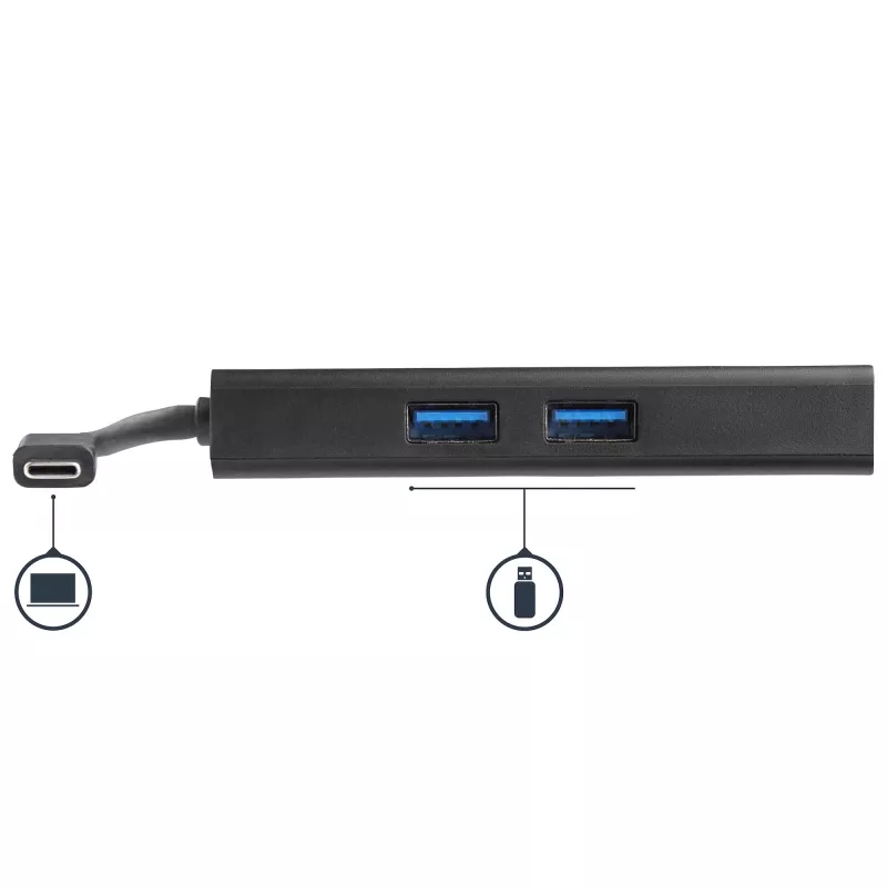 StarTech.com USB-C kelių prievadų adapteris – USB-C kelioninė prijungimo stotelė su 4K HDMI – 60 W maitinimo perdavimas, GbE, 2 prievadų USB-A 3.0 šakotuvas – nešiojama mini USB Type-C dokas nešiojamam kompiuteriui