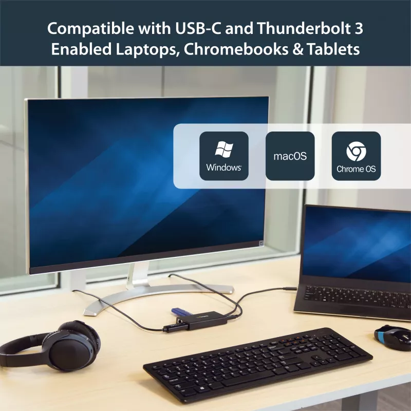 StarTech.com USB-C kelių prievadų adapteris – USB-C kelioninė prijungimo stotelė su 4K HDMI – 60 W maitinimo perdavimas, GbE, 2 prievadų USB-A 3.0 šakotuvas – nešiojama mini USB Type-C dokas nešiojamam kompiuteriui