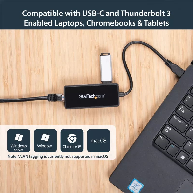 StarTech.com USB-C į gigabitinį tinklą adapteris su papildomu USB 3.0 prievadu