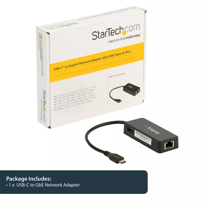 StarTech.com USB-C į gigabitinį tinklą adapteris su papildomu USB 3.0 prievadu