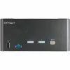 StarTech.com 2 prievadų trigubo monitoriaus DisplayPort KVM jungiklis - 4K 60Hz UHD HDR - Staliniam kompiuteriui skirtas DP 1.2 KVM su 2 prievadų USB 3.0 šakotuvu (5Gbps) ir 4x USB 2.0 HID prievadais, garsas - Karštųjų klavišų perjungimas - TAA