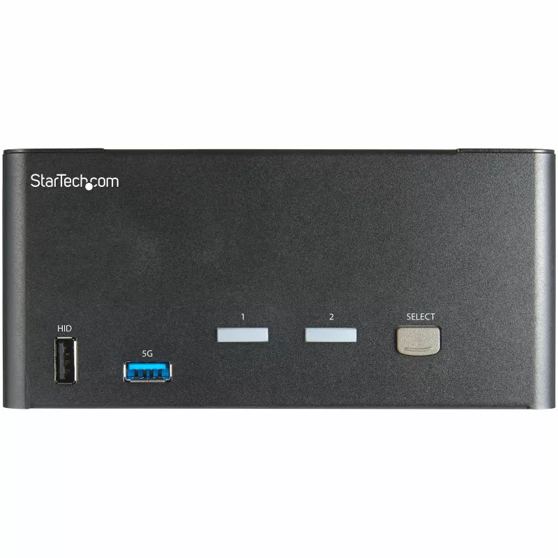StarTech.com 2 prievadų trigubo monitoriaus DisplayPort KVM jungiklis - 4K 60Hz UHD HDR - Staliniam kompiuteriui skirtas DP 1.2 KVM su 2 prievadų USB 3.0 šakotuvu (5Gbps) ir 4x USB 2.0 HID prievadais, garsas - Karštųjų klavišų perjungimas - TAA