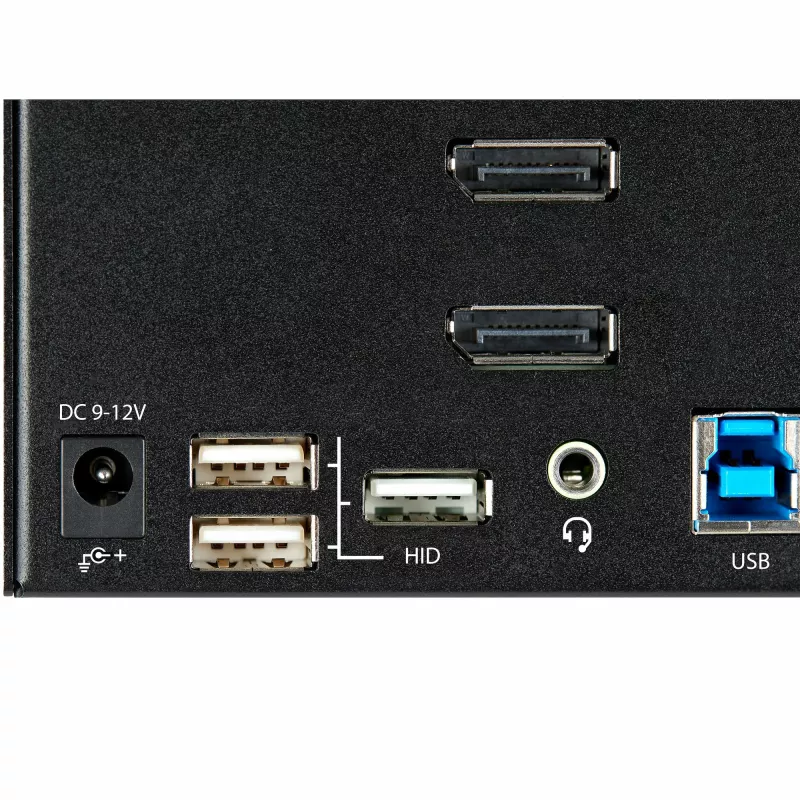 StarTech.com 2 prievadų trigubo monitoriaus DisplayPort KVM jungiklis - 4K 60Hz UHD HDR - Staliniam kompiuteriui skirtas DP 1.2 KVM su 2 prievadų USB 3.0 šakotuvu (5Gbps) ir 4x USB 2.0 HID prievadais, garsas - Karštųjų klavišų perjungimas - TAA