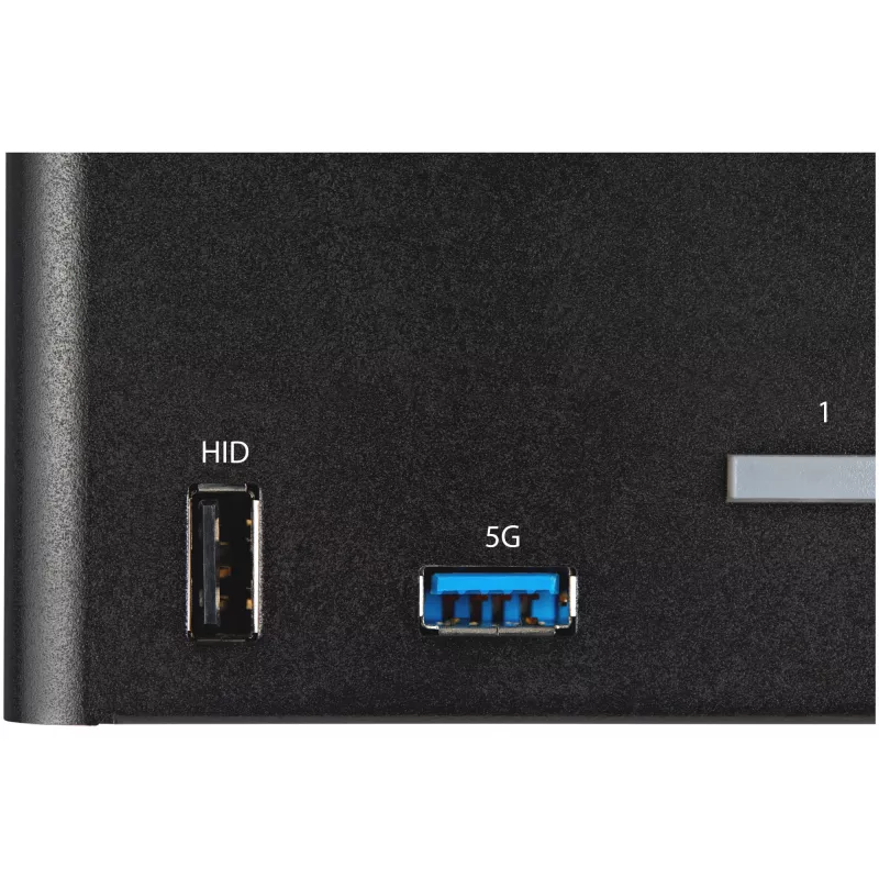 “StarTech.com” 2 prievadų keturių monitorių DisplayPort KVM jungiklis - 4K 60Hz UHD HDR - Stalinis 4K DP 1.2 KVM su 2 prievadų USB 3.0 šakotuvu (5Gbps) ir 4x USB 2.0 HID prievadais, garsas - Spartieji klavišai - TAA