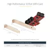 StarTech.com SATA PCIe kortelė - 10 prievadų PCIe SATA išplėtimo kortelė - 6 Gbps - žemo / pilno profilio - dėstomieji SATA lizdai - ASM1062 be RAID - PCI Express į SATA keitiklis / adapteris