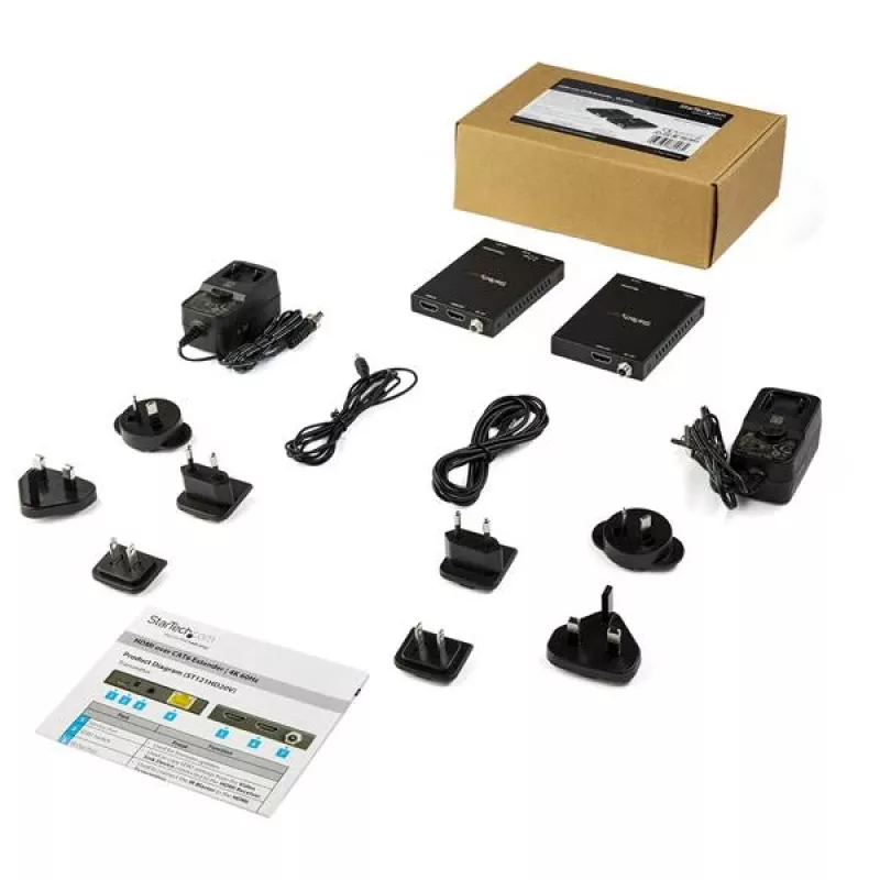 StarTech.com HDMI per CAT6 ilgintuvo rinkinys - 4K 60Hz, 3840 x 2160 pikselių, AV siųstuvas ir imtuvas, 50 m, laidinis, juodas, HDCP