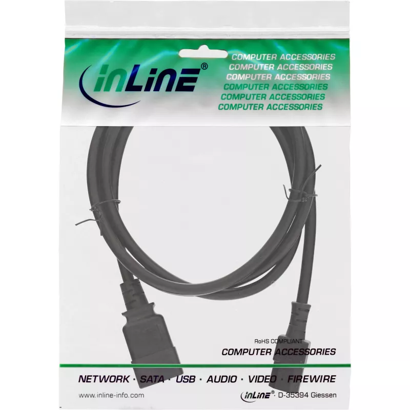InLine maitinimo adapterio laidas, IEC-60320 C20 į C13, 3x1.5mm², maks. 10A, 1m